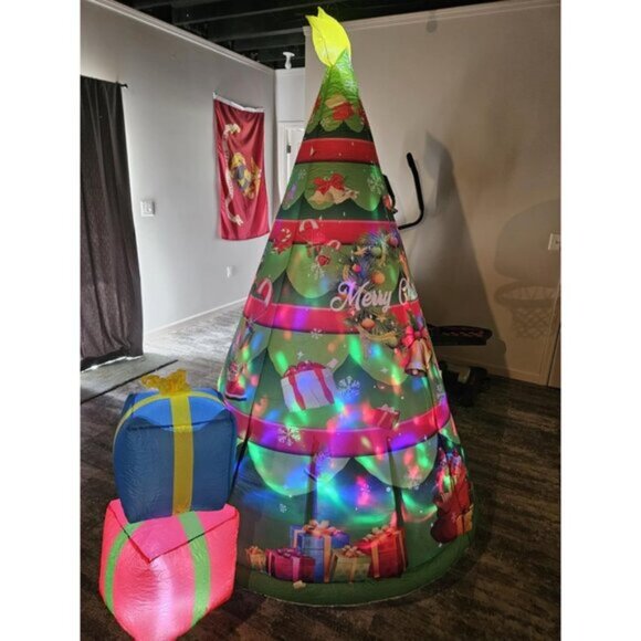 🆕 7 FT Christmas Inflatable Santa Claus Outdoor Gift Bag Blow up LED Decoration - Picture 1 of 7